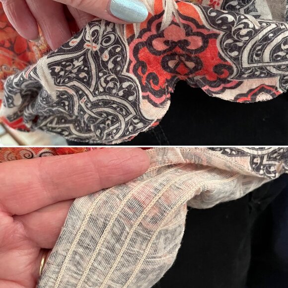 Apt 9 Womens Blouse Top with Flutter Short Sleeves Sz L Paisley Floral Pattern - Picture 8 of 11